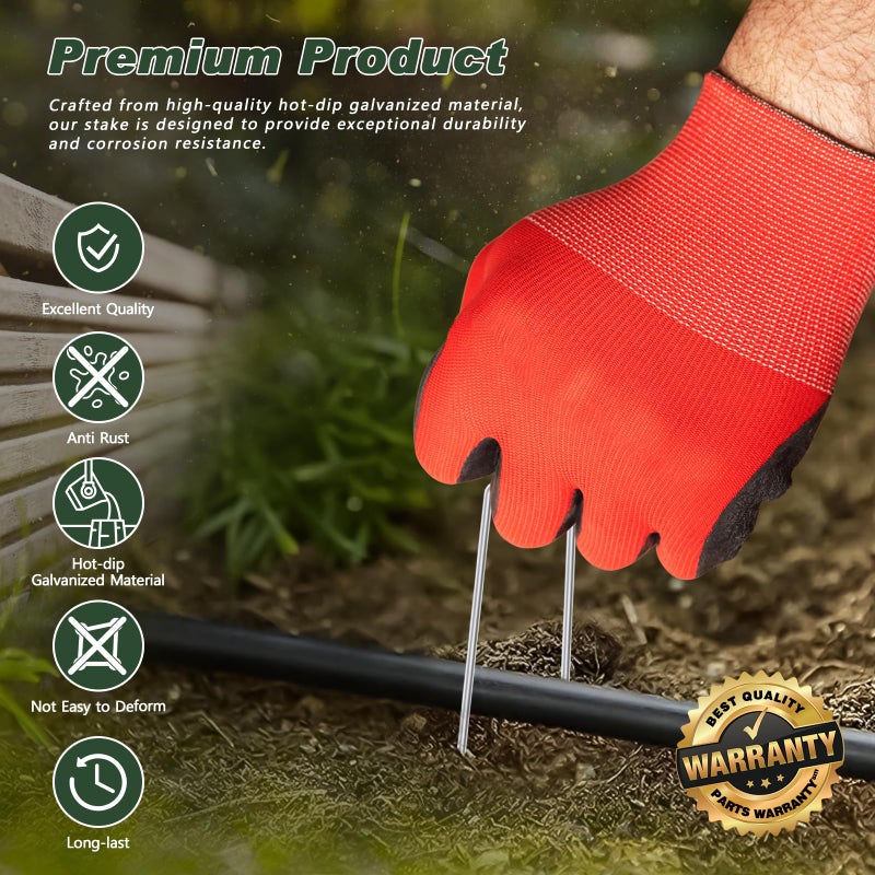 FEED GARDEN دبابيس حديقة 6 بوصة عبوة 50 قطعة مغلفة بالزنك الساخن لتغطية النباتات دبابيس خيمة دبابيس حديقة قماش تنسيق الحدائق دبابيس سجاد دبابيس فناء للزينة حاجز الأعشاب الضارة - Image 3